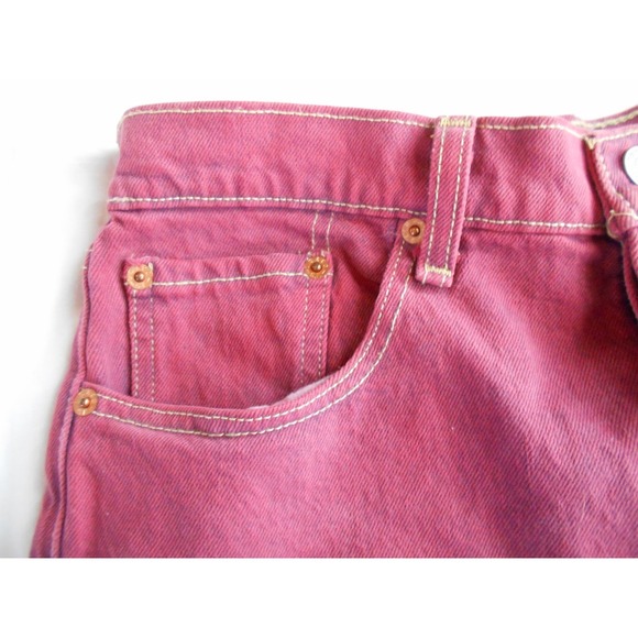 Levi Strauss Co Cutoff Denim Shorts Ribcage Frayed Hem Pink Mauve Button Fly Gre - Picture 5 of 5